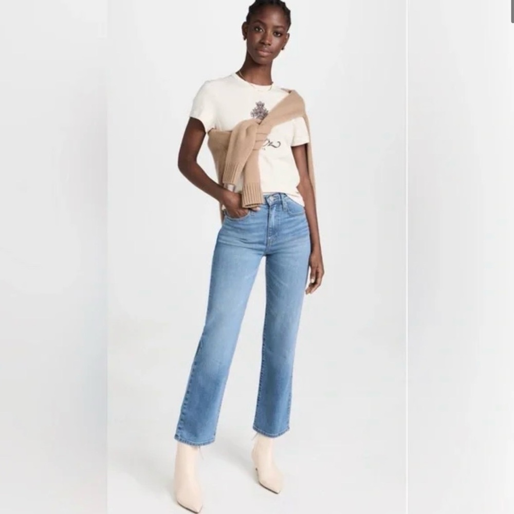Frame Denim Le Jane Crop Northville Women's Straight High Waist Blue Jeans - 30